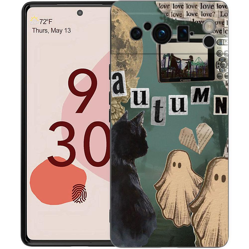 Чехол для телефона Google Pixel 8 A 7 6 Pro 6A 5G, черный, мягкий противоударный чехол, силиконовый чехол из ТПУ, милый маленький призрак