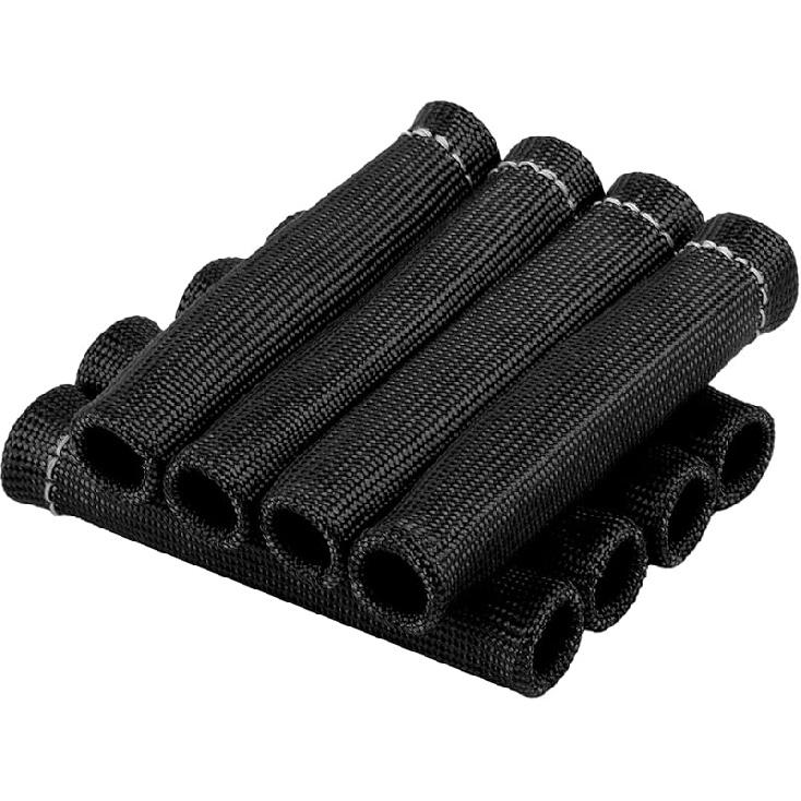 Spark Plug Wire Heat Shield, 8Pcs 2500° Spark Plug Boot, Spark Plug Heat Shield Sleeve for SBC BBC 350 454 Plug Boot Protector, 6 Inch Black