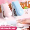 Macaron Color Mini Stapler Cartoon Design Test Paper Stapler Cute Bookbinding Machine School Use