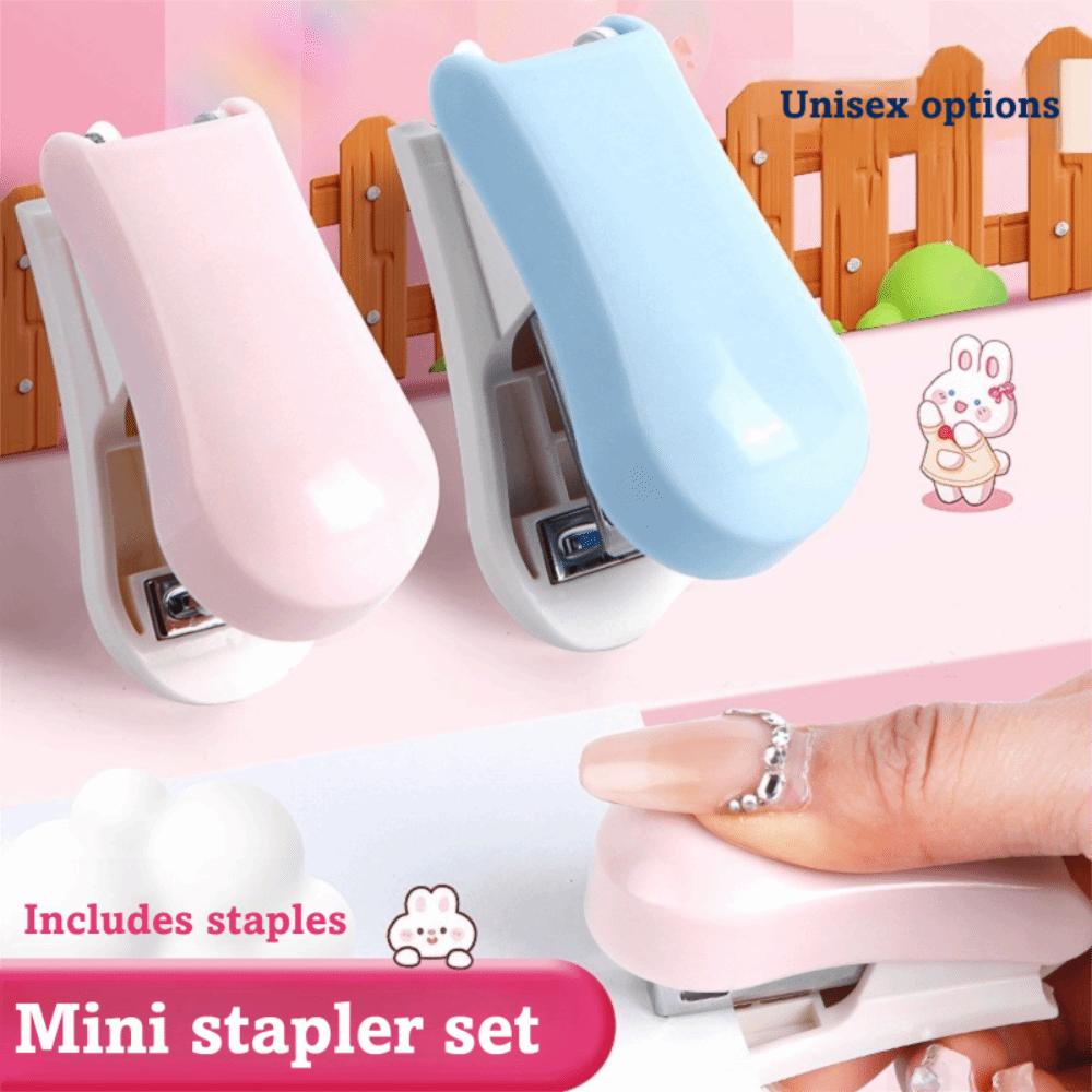 Macaron Color Mini Stapler Cartoon Design Test Paper Stapler Cute Bookbinding Machine School Use