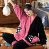 Pajamas for Women Autumn and Winter Coral Velvet Thickened Plus Velvet Cute New Flannel Suit Home Clothes