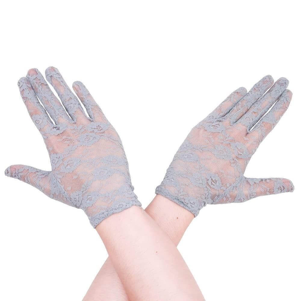 Elegant Short Sunscreen Gloves Thin Hollow-Out Mittens Fashion Party Gloves For Women Female