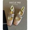 Super Soft Lambskin French Light Mouth Single Shoes Women's Versatile Ballet Flats Retro Double with Mary Jane Shoes