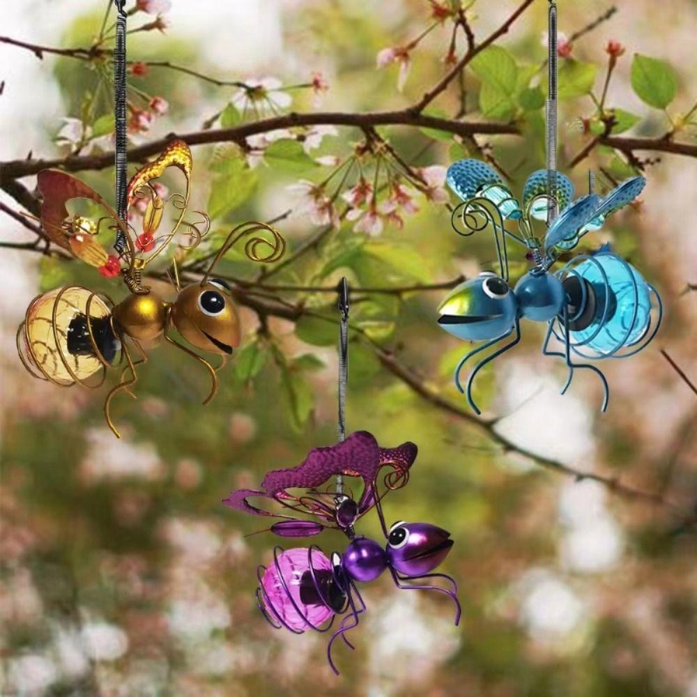 Iron Art Solar Powered Insect Lamp Creative Solar Light Garden Sculptures Yard Courtyard