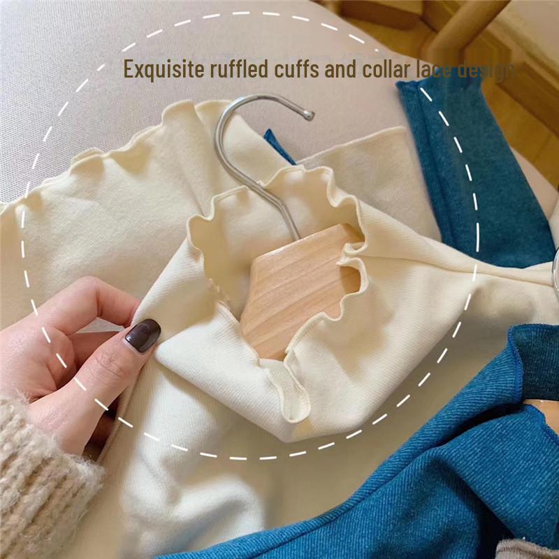 Женская рубашка с полуворотом из немецкого бархата, осень/зима, 12 цветов, отделка Fairy Wood Ear, начес и утолщение для тепла