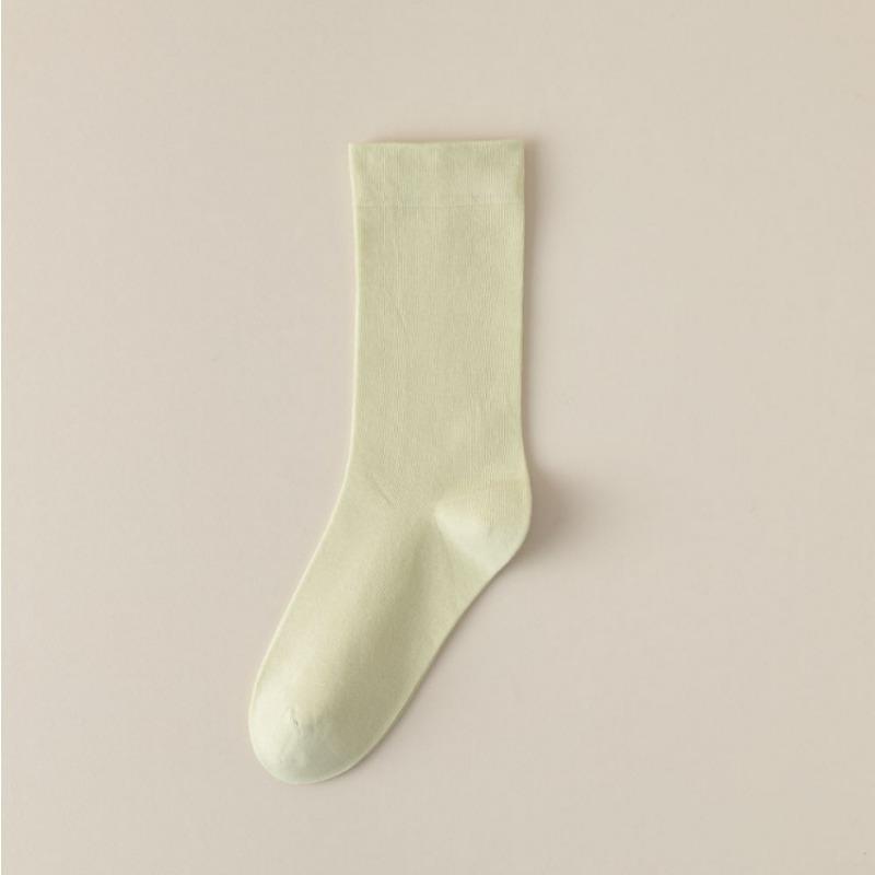 5 пар однотонных хлопковых носков средней длины, трикотажные свободные длинные мягкие повседневные носки на весну и осень, черные, белые, дышащие женские носки