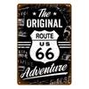 Винтажная металлическая табличка Route 66, Домашняя табличка, Металлический постер, Жестяная табличка, Настенные постеры, Ретро-эстетика, Декор комнаты, Настенное искусство, Украшение