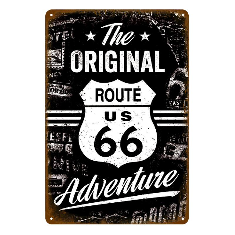 Винтажная металлическая табличка Route 66, Домашняя табличка, Металлический постер, Жестяная табличка, Настенные постеры, Ретро-эстетика, Декор комнаты, Настенное искусство, Украшение