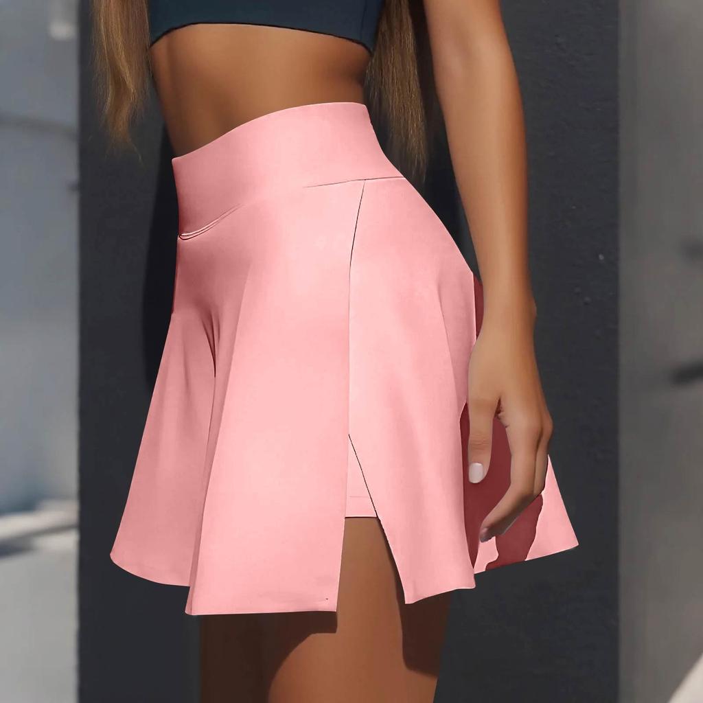 Женская повседневная однотонная короткая полуюбка с высокой талией, спортивная юбка, плиссированная юбка