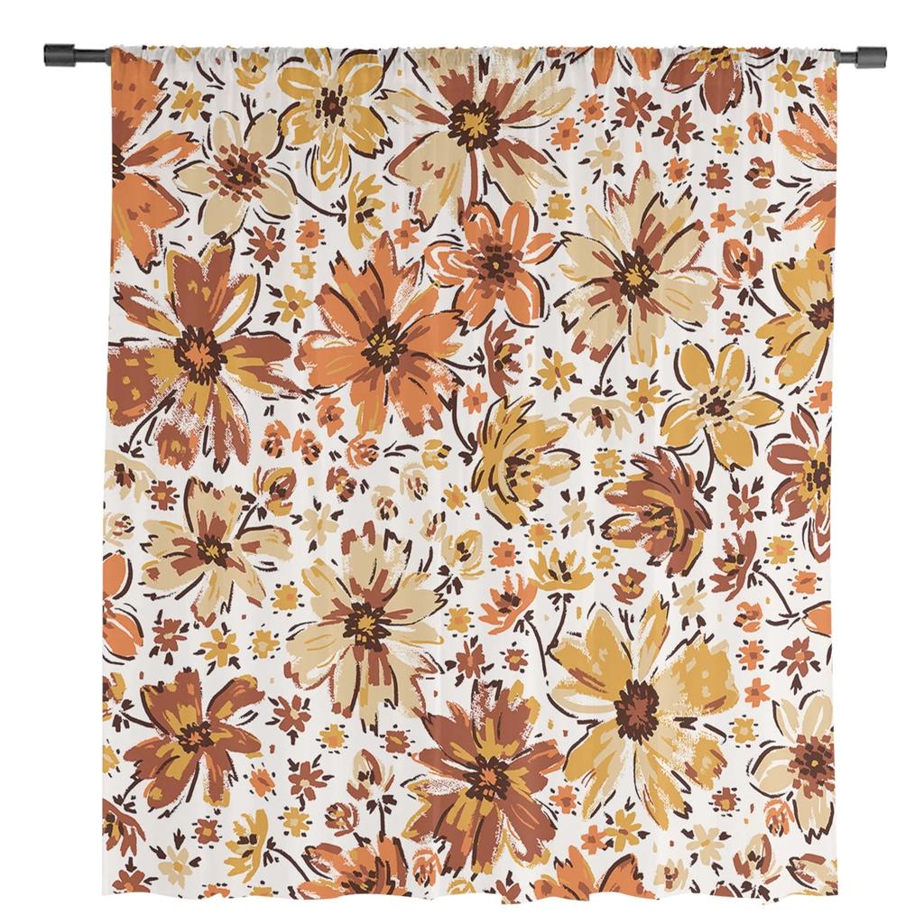 Осенние прозрачные шторы с цветочной текстурой для гостиной, спальни, тюлевые занавески для кухни, вуаль, шторы, жалюзи, панели