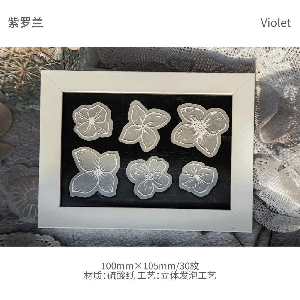 30 Sheets White Tracing Paper Flower Stickers Transparent Botanical Patterns For Journal Scrapbook DIY Deco