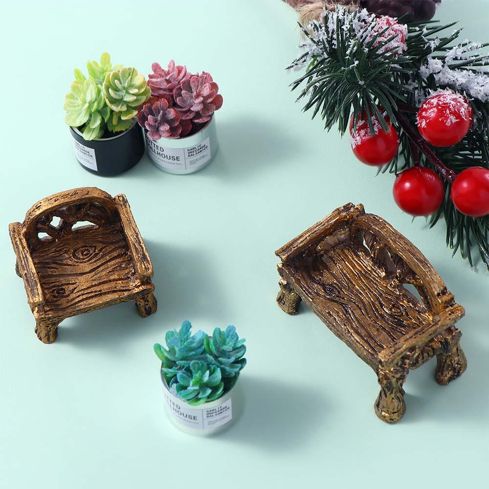 Craft Resin Fairy Garden Lawn Chairs Set Park Seat Ornaments Bench Miniature Furniture Figurines