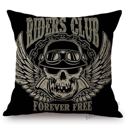 18" Vintage Motorcycle Club Poster Born To Ride Live To Ride Throw Pillow Case Us Funky Style Boy Husband Gift Cushion Cover