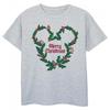 Girls Mickey Mouse Merry Christmas Holly Cotton T-Shirt