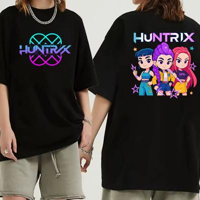 HUNTRIX K-pop Охотник на демонов Аниме Футболка Харадзюку Круглый вырез Повседневная рубашка Подарок для фанатов Эстетичные графические футболки Женская одежда Топы
