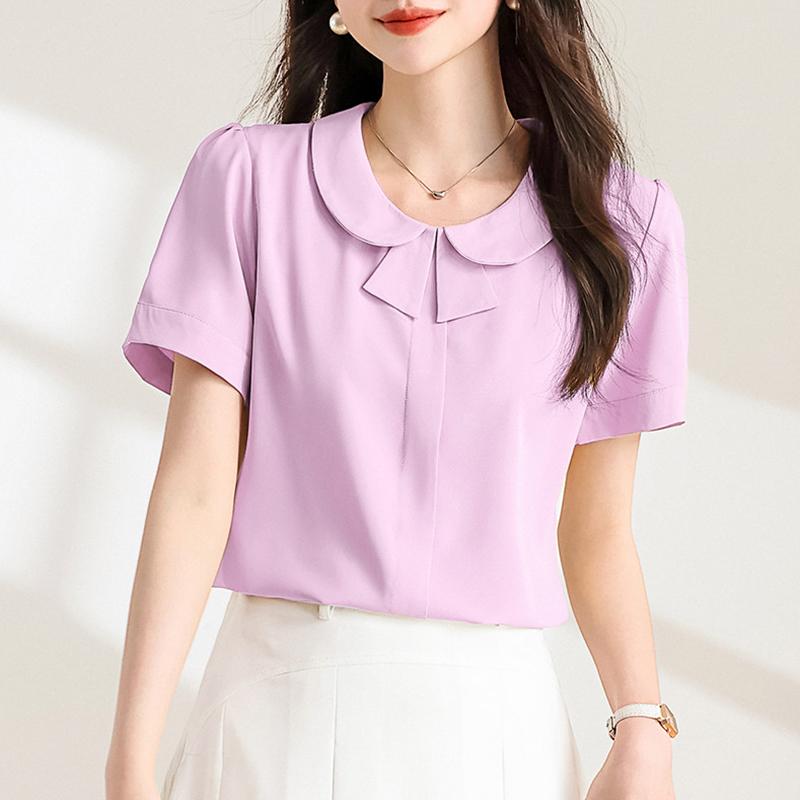 VONDA Женская повседневная свободная блузка с круглым вырезом и коротким рукавом