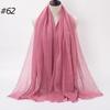 New Fashionable Women's Long Crinkled Cotton Linen Scarf with Tassel Edge - Solid Color Shawl