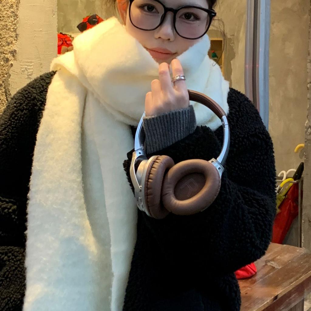 Iceland Blue Wool Scarf Autumn and Winter Solid Color Versatile Cashmere Feel Scarf for Men and Women Thickened Warm Scarf