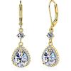 Teardrop Moissanite Drop Earrings for Women Dangle Earrings, 2.7ct | Gold Leverback Dangling Earring Silver Hypoallergenic Dangly Earings D Color