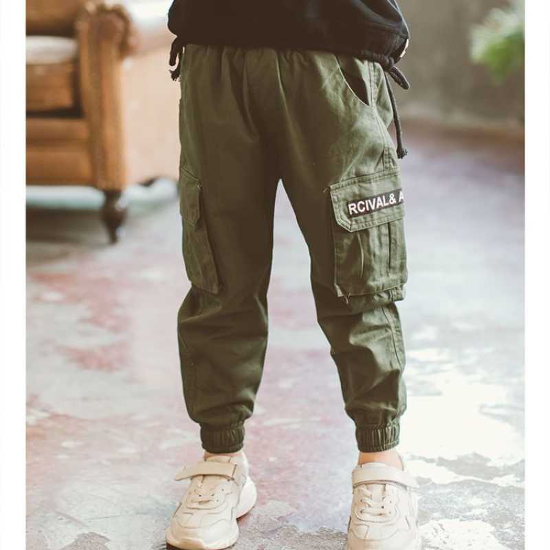 Весенне-осенние модные брюки-карго в корейском стиле для мальчиков, детские крутые длинные брюки, детские зимние повседневные длинные брюки, одежда для мальчиков-подростков