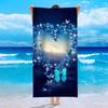 Dreamy Night Sky Blue Butterfly Print Beach Towel Soft Quick Dry Absorbent Sand Free Swim Towel Summer Vacation Beach Blanket