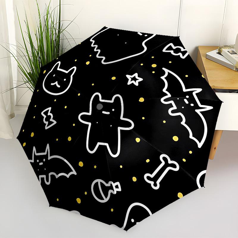 1pc Spooky-patterned Automatic Folding Umbrella, Heavy-Duty 8-Rib Construction, Perfect for Everyday yy251114126