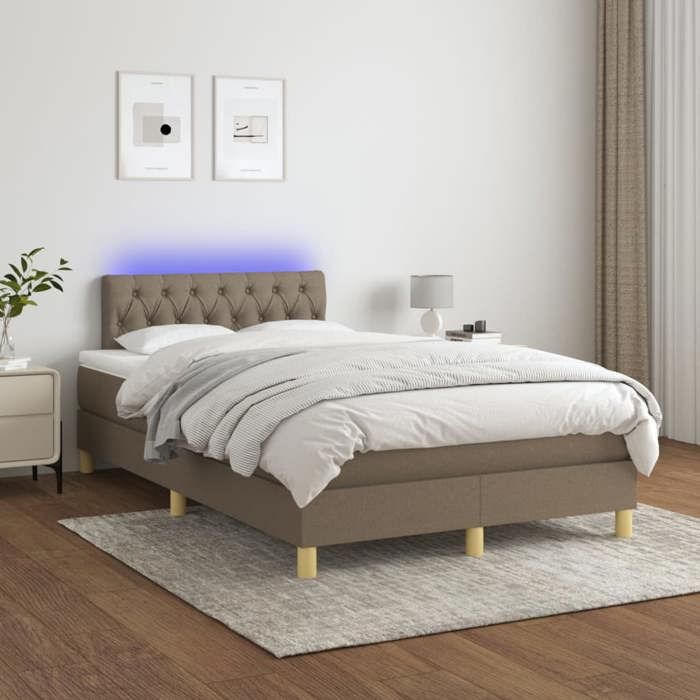 Maison Exclusive - Sommier à lattes de lit matelas et LED taupe 120x190 cm tissu