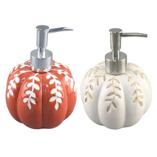 460ml Halloween Pumpkin Soap Dispenser Ceramic Refillable Hand Wash Dish Soap Dispenser Fall Bathroom Kitchen Decor
