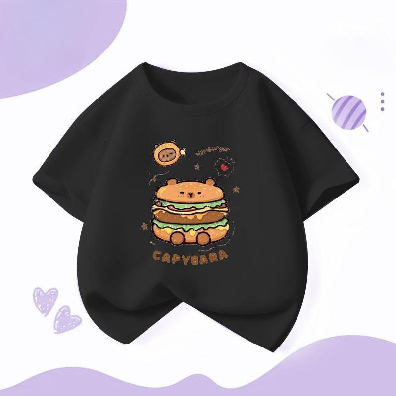Капибара Гамбург Капибара Мальчики и Девочки Начальная Школа Футболка с Коротким Рукавом Повседневный Низ Верх
