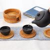 6Pcs Japan Style Sado Supplies Rattan Coasters Tableware Mats Handmade Tea Ceremony Tableware Set INS Style Desktop Decorations