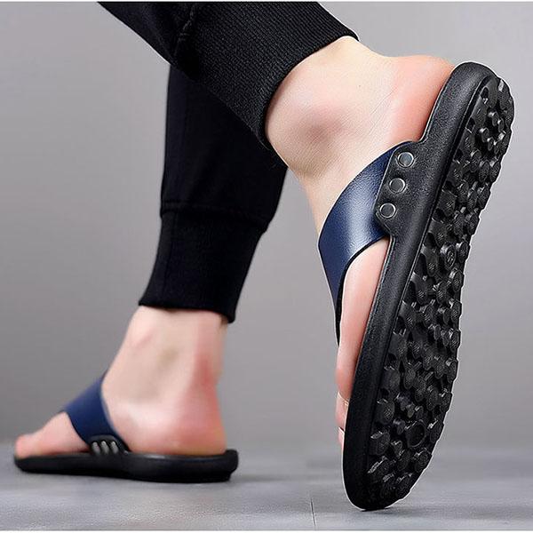 Summer Genuine Leather Slippers Men's Non-slip Flip-flops Fashion Casual Leather Slippers Sandals Men's Shoes