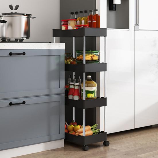 Организуйте передвижную удобную 3/4-уровневую кухонную стоячую полку для хранения, открытые стеллажи