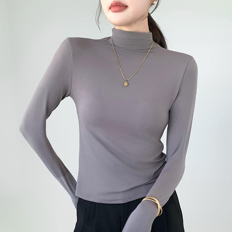 Semi-turtleneck Bottoming Shirt Women's 2025 Autumn and Winter New Tight-fitting Long-sleeved T-shirt Slim-fitting and Thin Foreign-style Top