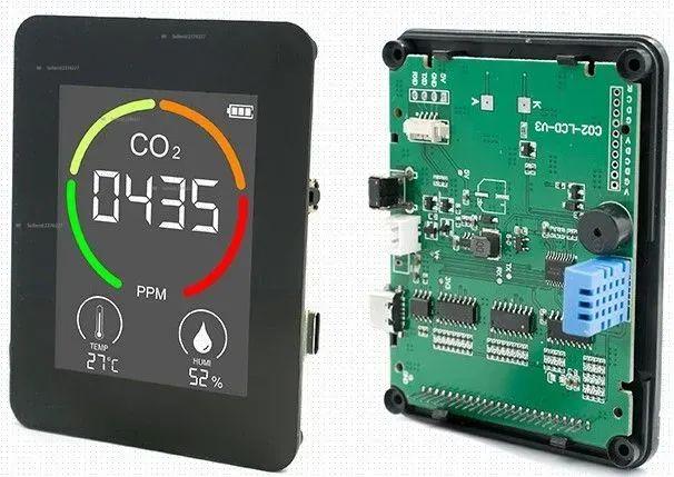 Датчик качества воздуха. Измерение концентрации CO2, температуры и влажности. Белый корпус.