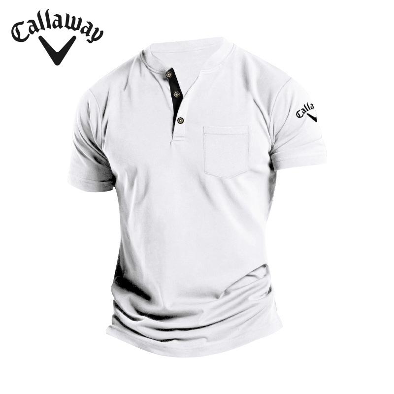 Callaway Летняя вышивка Новая большая мужская футболка с коротким рукавом и карманом на пуговицах Поло