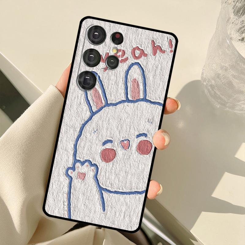 Кавайные Кролики Медведи Корейская масляная живопись Чехол для Samsung Galaxy S22 S21 Ultra Note 20 S8 S9 S10 Note 10 Plus S20 FE S21 FE Чехол