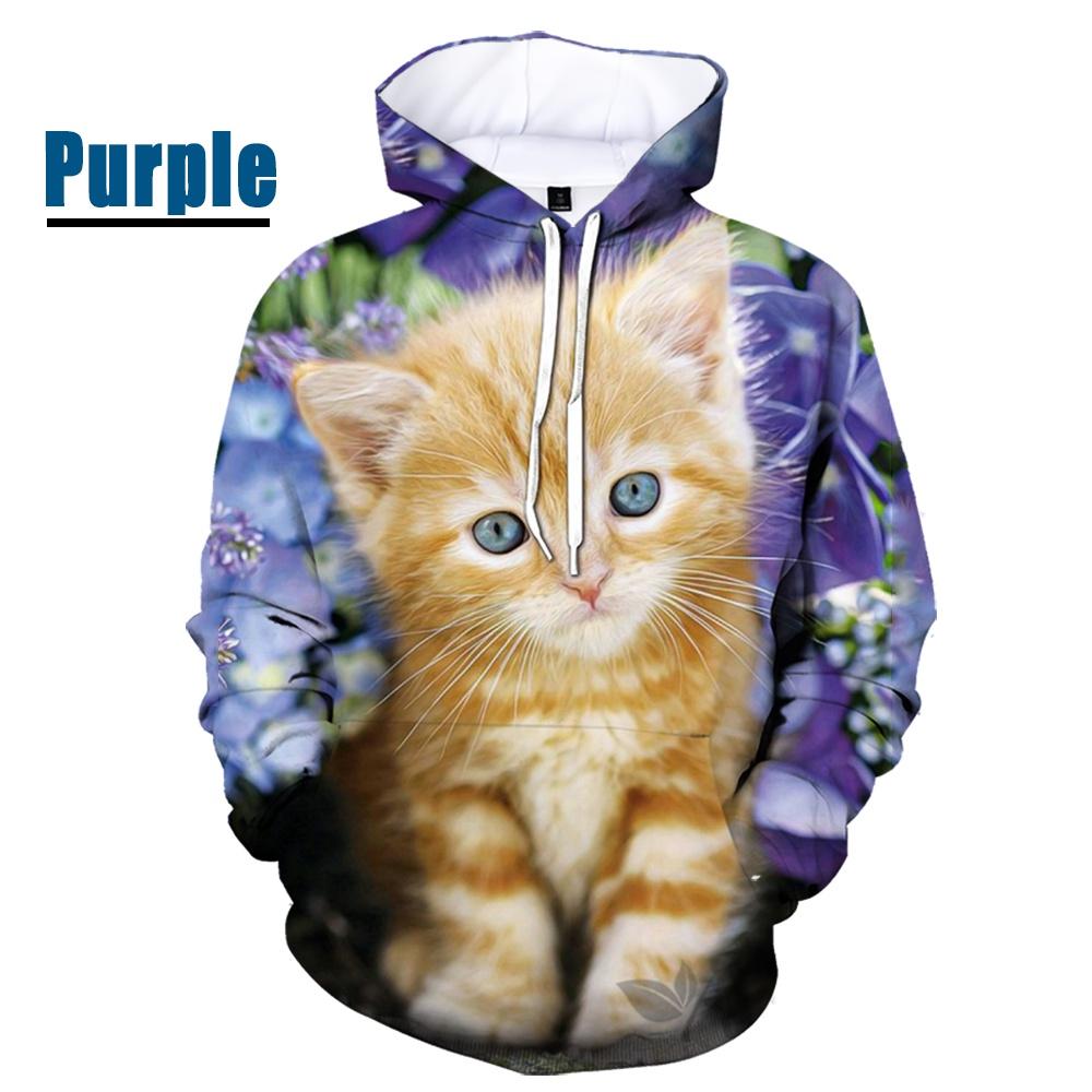 New Fashion Cat Hoodies 3D Animal Cat Printed Hoodie Casual Men Women Hooded Pullovers