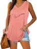 Women Fashion V Neck Tank Top Summer Casual Printed Sleeveless Top