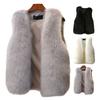 Женский жилет из искусственного меха, уютный, пушистый, цветной, без рукавов, мягкий, толстый, однотонный, с открытой строчкой, кардиган спереди, облегающий, морозостойкий