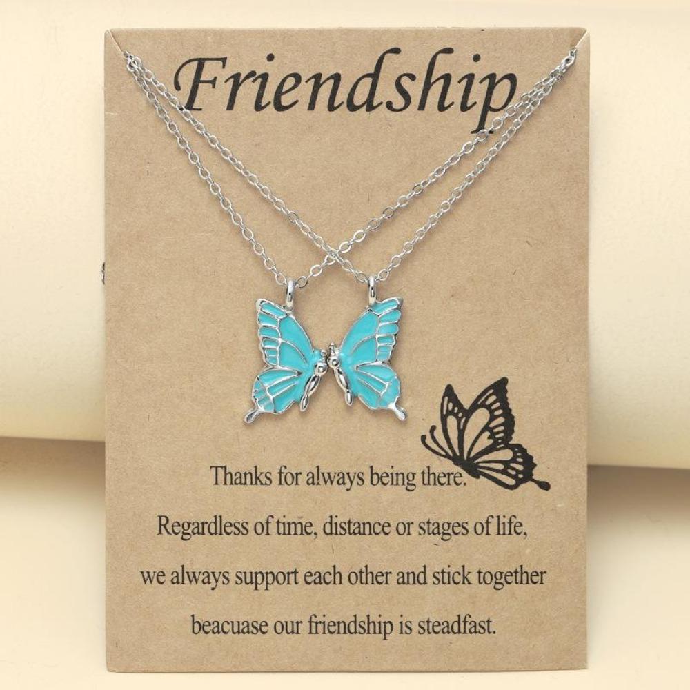 Butterfly Clavicle Chain Necklace Ladies Exquisite Double Layer Clavicle Chain Necklace Jewelry Friendship Card for Friend Ladies Gift