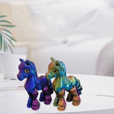 Напечатанная на 3D-принтере игрушка-непоседа в виде лошади, фигурка пони с подвижными суставами, образовательная модель статуэтки животного, настольное украшение