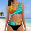 Модное бикини с принтом, женские купальники, летний купальный пляжный костюм, купальники, женские сексуальные бикини, купальник из двух частей