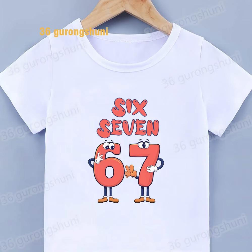 Kids Retro Cartoon SIX SEVEN 67 Graphic TShirt Soft Cotton Cute Wear for Boys Girlsdf0139