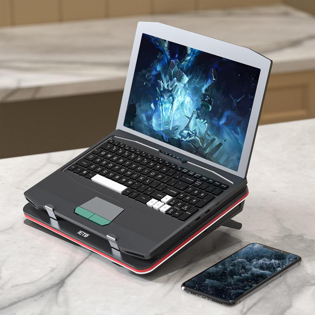 IETS GT500 Laptop Cooling Pad Cooling Fan with Powerful Turbo Fan Cooling Stand Rapid Cooling Seal Foam for Gaming Laptops with 3 Port USB Hub and 7