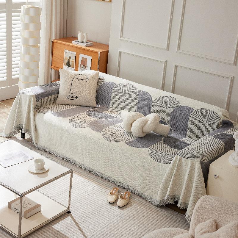 Stripe Geometry Chenille Living Room Sofa Towel Four Seasons Universal Couch Blanket Soft Non Slip Sofa Full Protective Cover