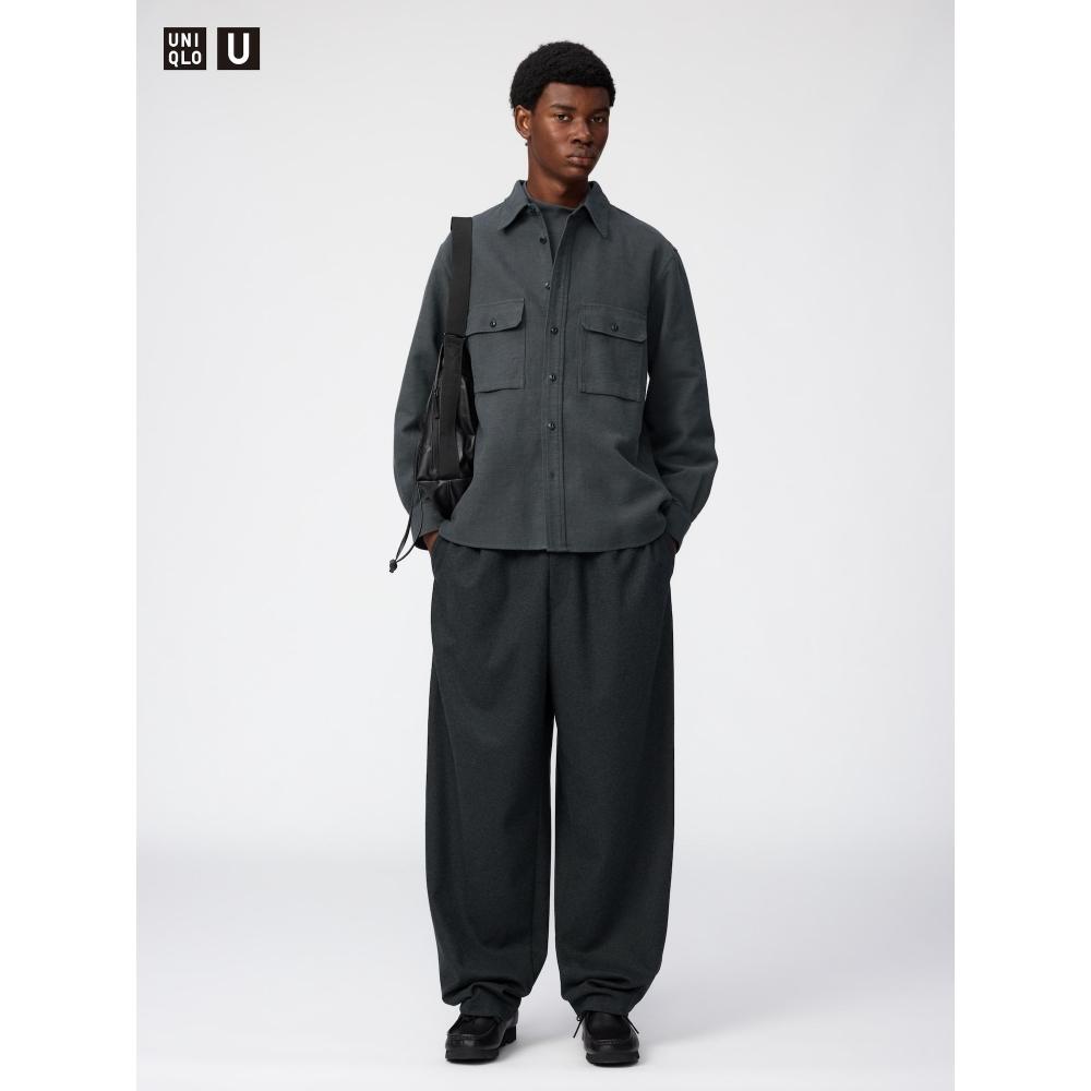 Uniqlo Широкие брюки из ворсистого джерси, длинные