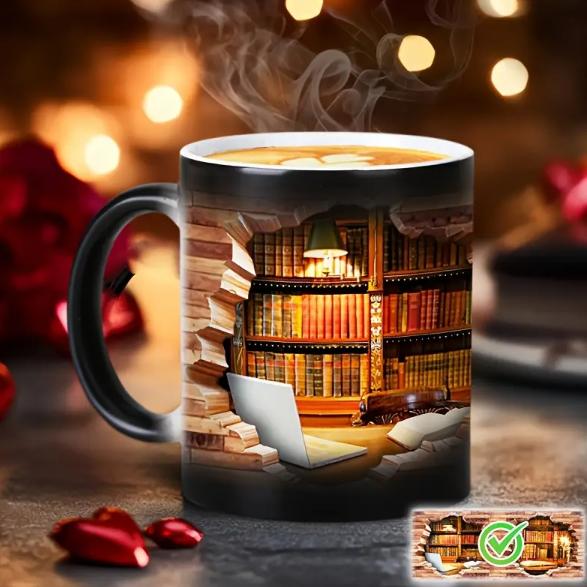 Ceramic 3D Bookshelf Mug Creative Space Design