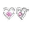 Multicolor Birthstone Ear Studs Heart Stud Earrings Birthday Gift For Women & Girls