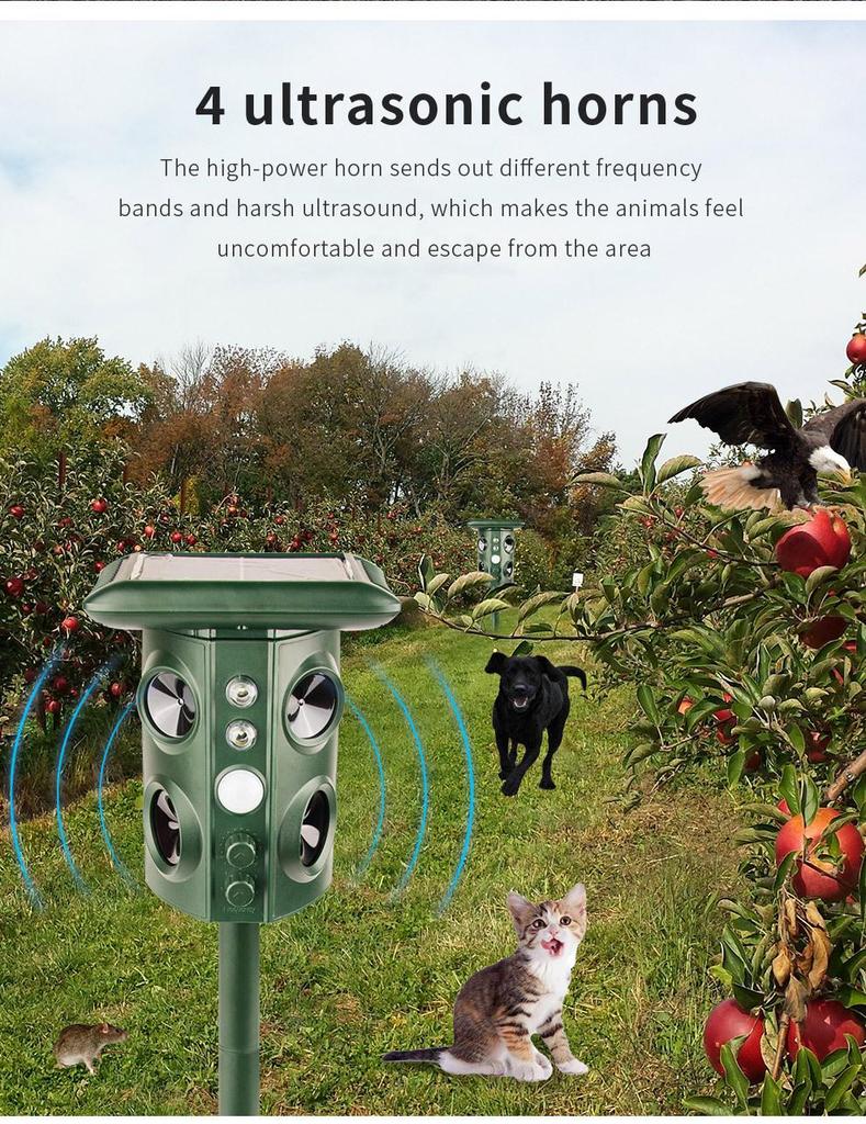 High-Power Multifunctional Animal Repeller: Bird, Snake, Mouse Control for Outdoors