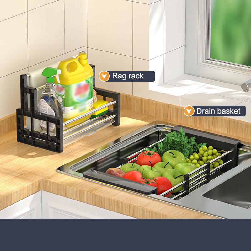 Сливная полка для кухонной раковины, выдвижная полка для сушки посуды из нержавеющей стали, сливная корзина, сушилка для фруктов и овощей, стеллаж для хранения